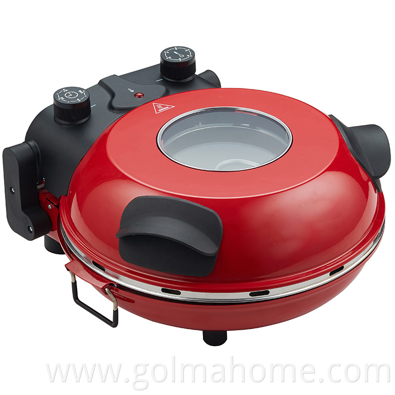 Fast Fun cooking Electric pizza maker 12 inch with ceramic baking stone ovens Italian pizza crepe/pancake maker red pizza oven